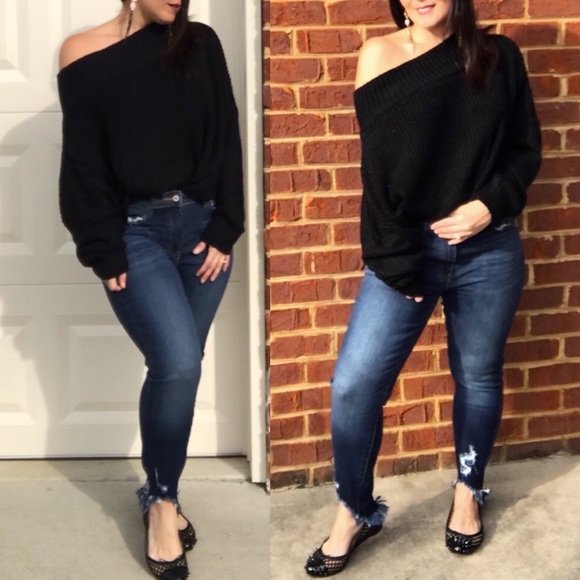 KANCAN KC8395D Blue Dark Wash Skinny Jeans Raw Hem - Picture 4 of 10